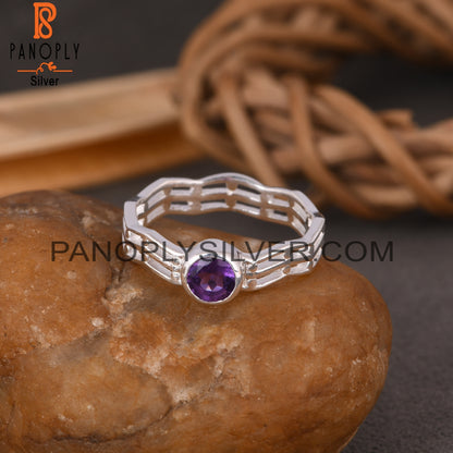 Amethyst Round 925 Sterling Silver Ring