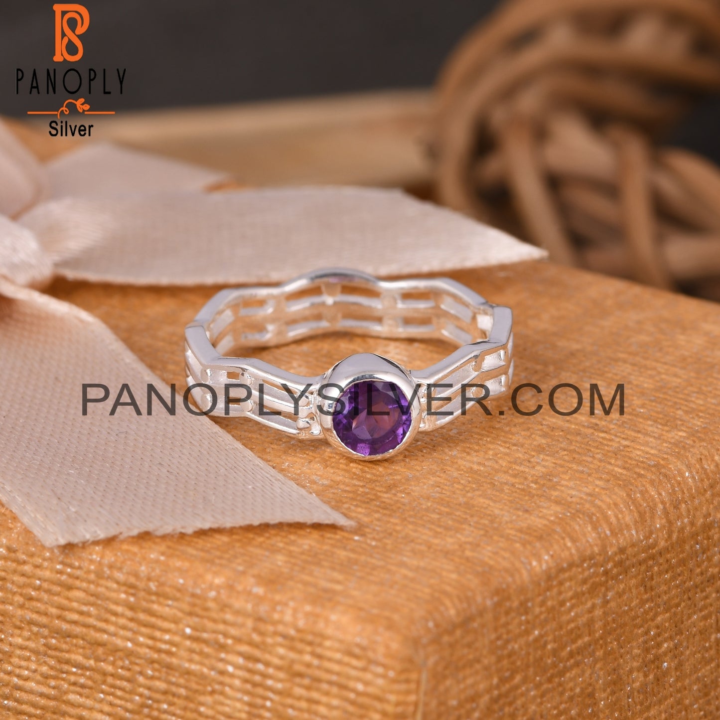 Amethyst Round 925 Sterling Silver Ring