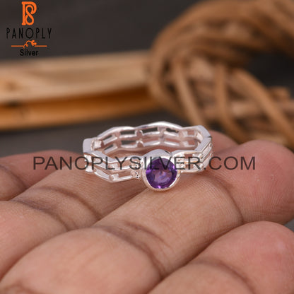 Amethyst Round 925 Sterling Silver Ring