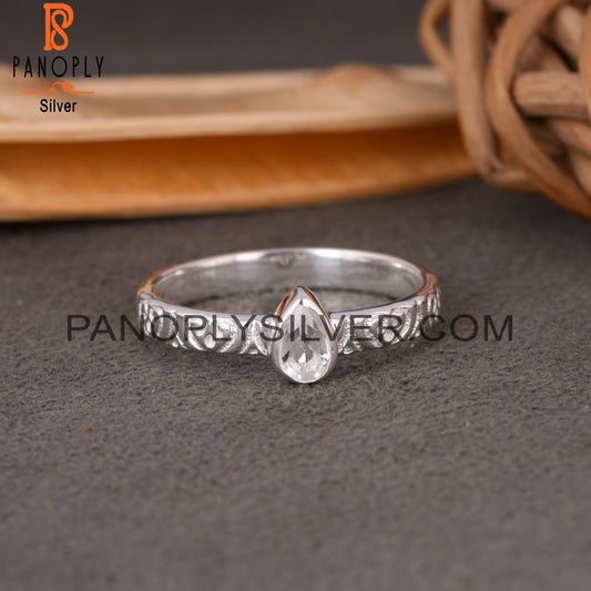 Crystal Quartz Pear 925 Sterling Silver Ring