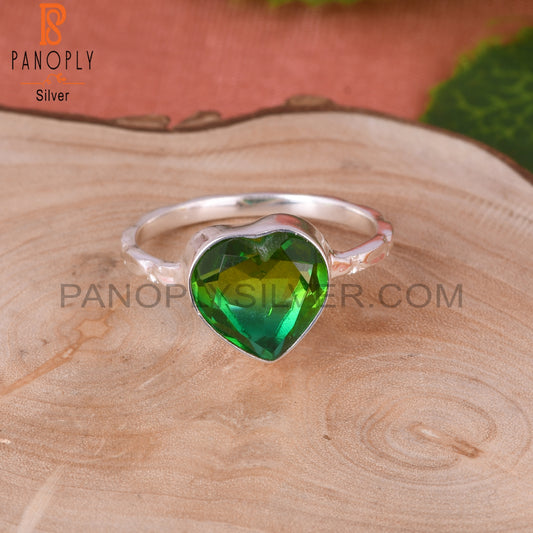 Bio Chrome Diopside Doublet Quartz Heart 925 Ring