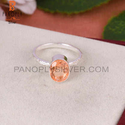 Doublet Morganite Quartz Oval 925 Silver Orange Ring