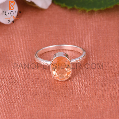 Doublet Morganite Quartz Oval 925 Silver Orange Ring