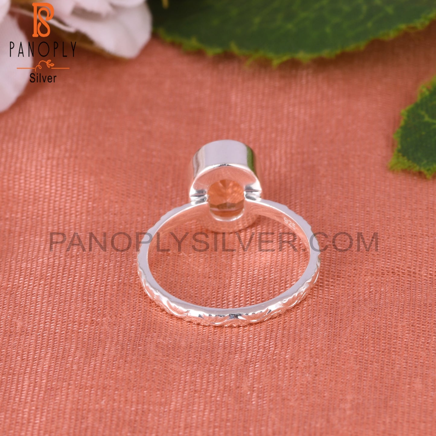 Doublet Morganite Quartz Oval 925 Silver Orange Ring