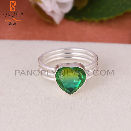 Bio Chrome Diopside Doublet Quartz Heart 925 Silver Ring