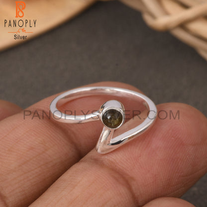 Gold Sheen Obsidian Round 925 Sterling Silver Ring