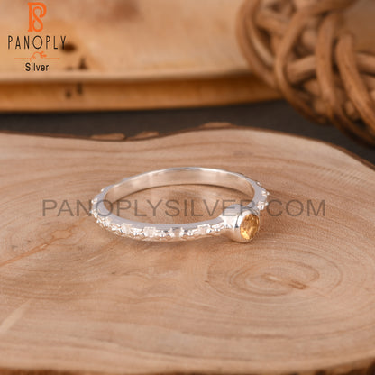 Citrine Round 925 Sterling Silver Ring