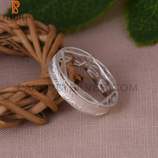 Leaf Texture Spinner 925 Sterling Silver Ring