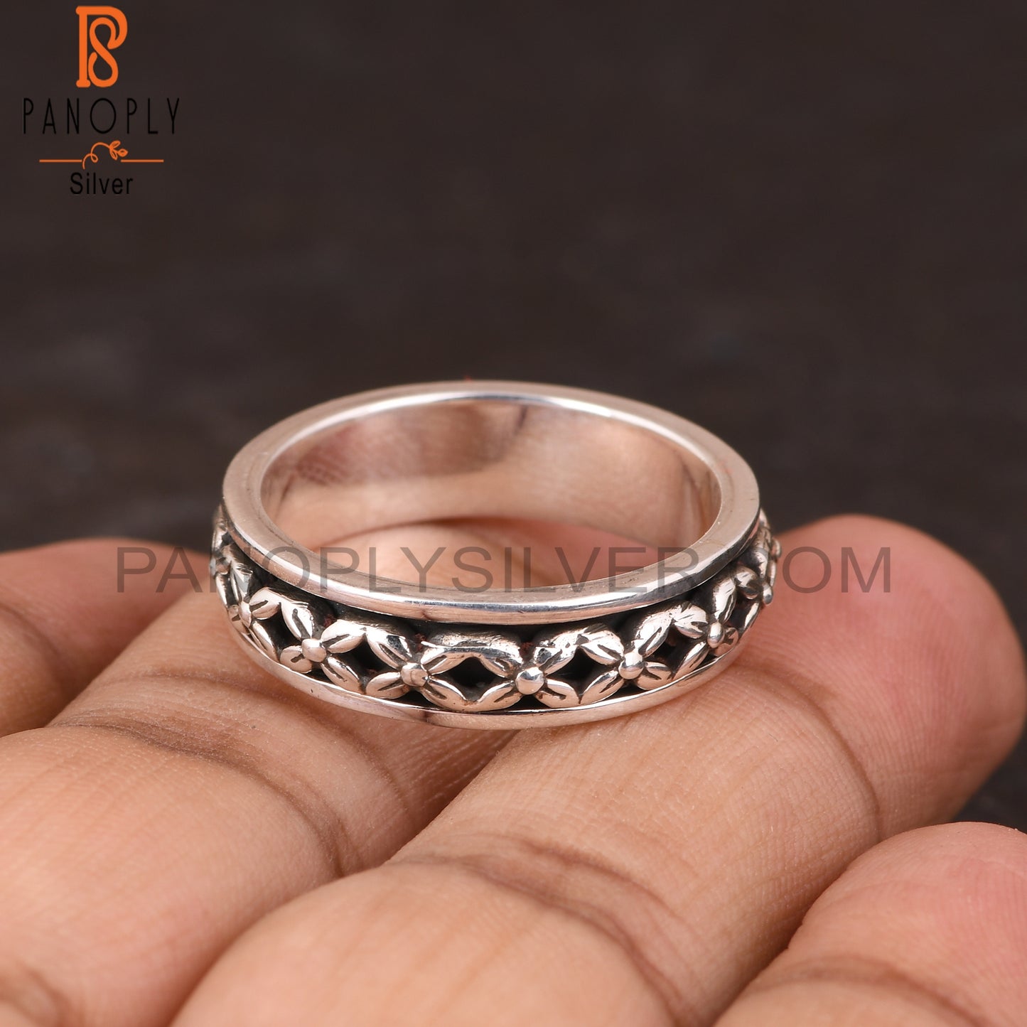 Flower Shape 925 Sterling Silver Ring Band