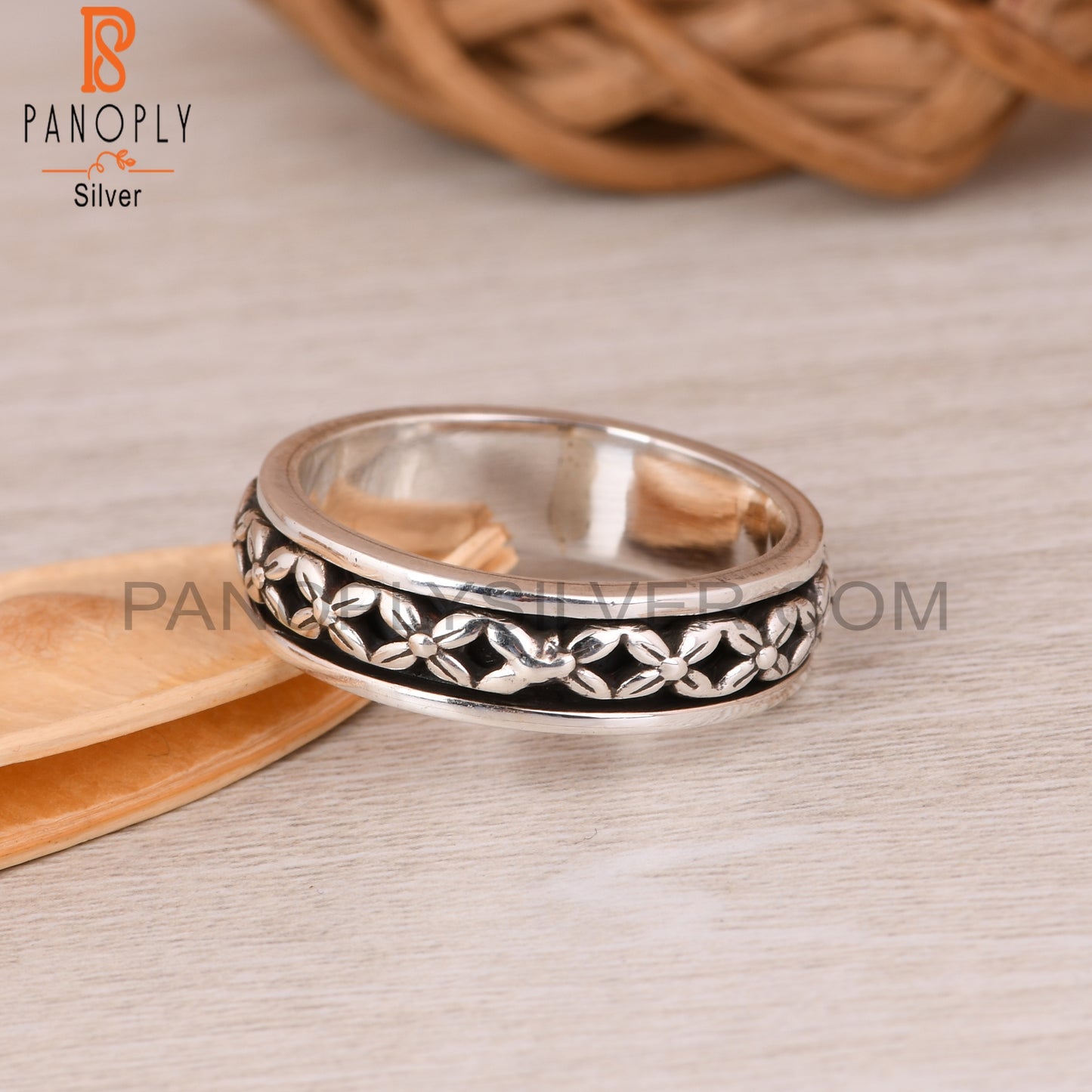 Flower Shape 925 Sterling Silver Ring Band