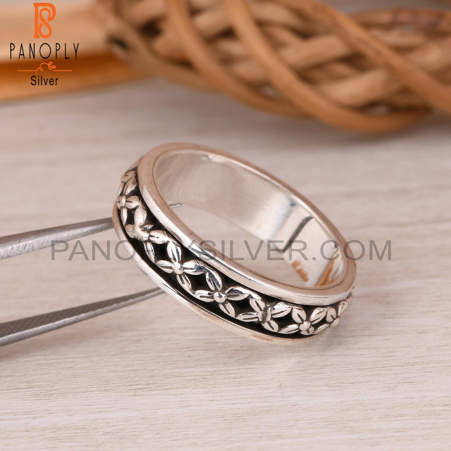 Flower Shape 925 Sterling Silver Ring Band