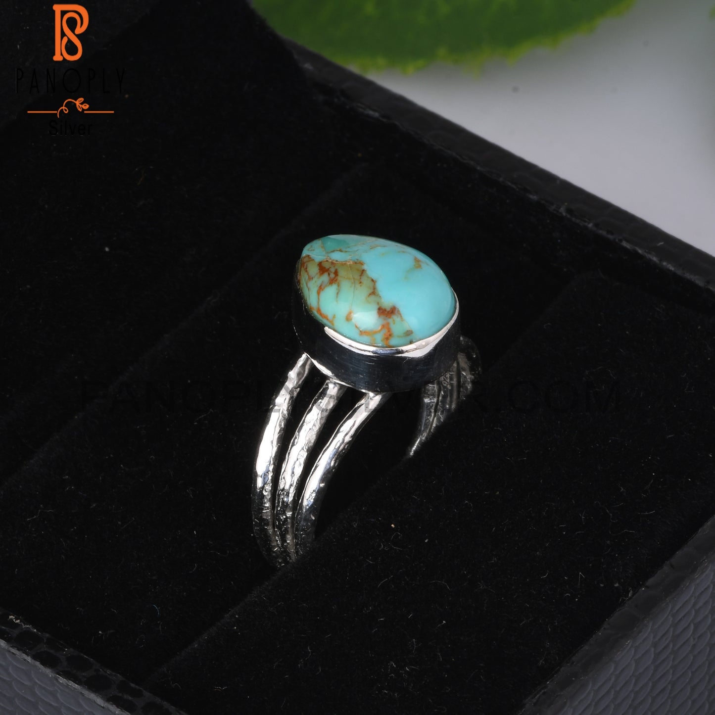 Kingman Turquoise Pear Shape 925 Sterling Silver Ring