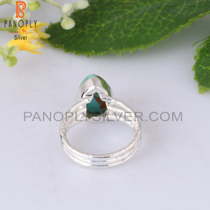 Kingman Turquoise Pear Shape 925 Sterling Silver Ring