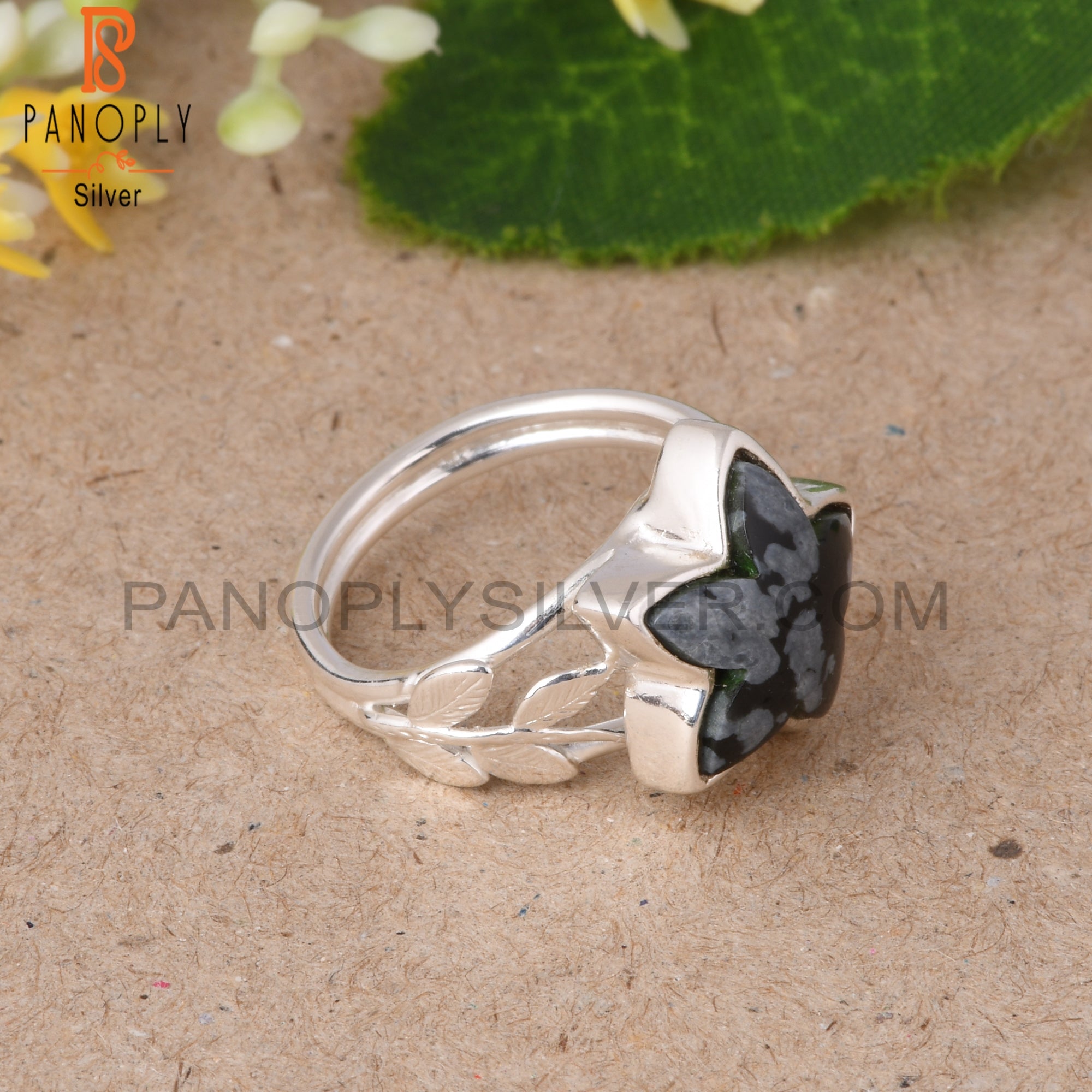 Snowflake obsidian hot sale engagement ring