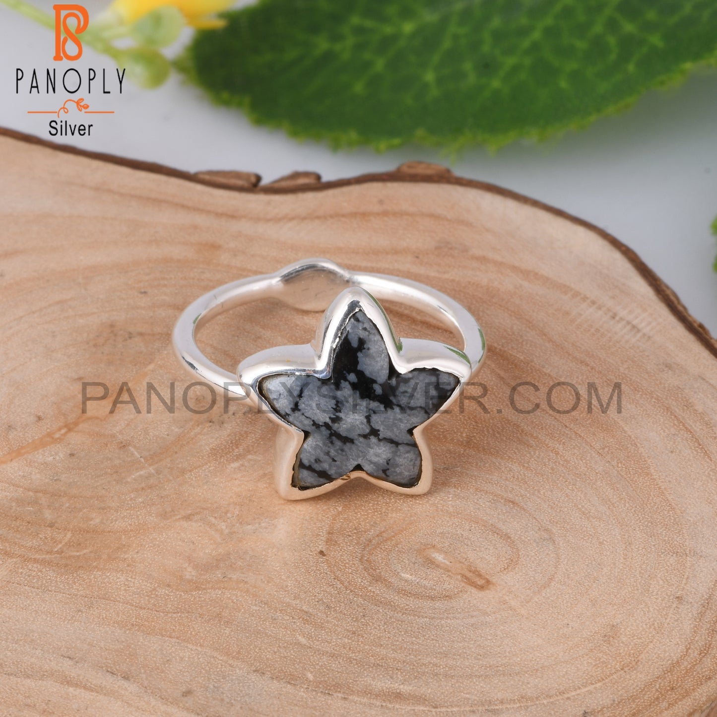 Snowflake Obsidian 925 Sterling Silver Ring