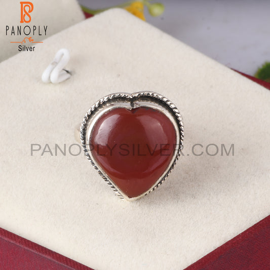 Red Onyx Heart Shape 925 Sterling Silver Ring