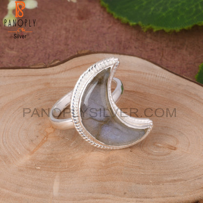 Labradorite Moon 925 Sterling Silver Ring