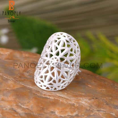 Handmade 925 Sterling Silver Filigree Mandala Knuckle Ring