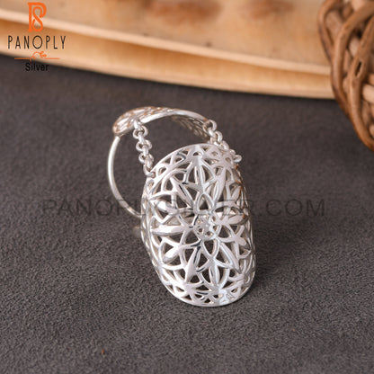 Unique 925 Sterling Silver Filigree Mandala Knuckle Ring