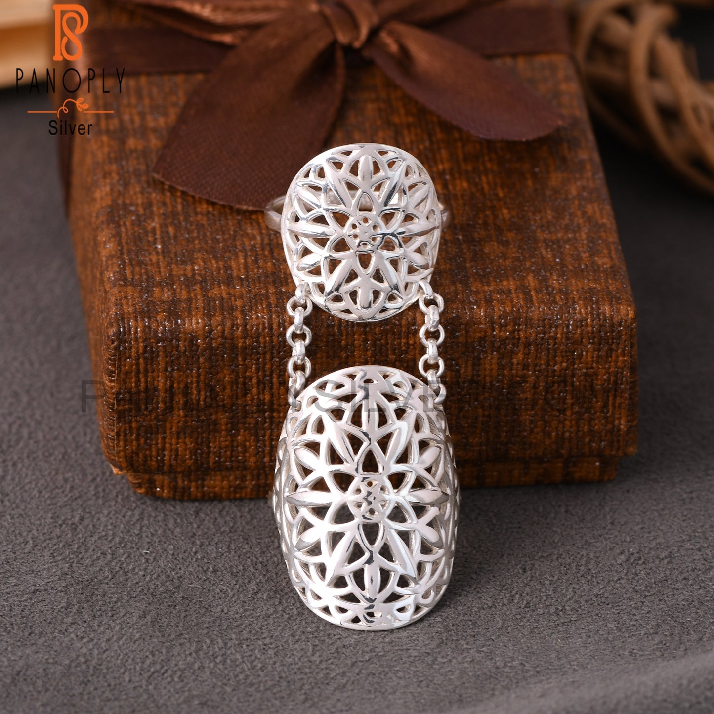 Unique 925 Sterling Silver Filigree Mandala Knuckle Ring