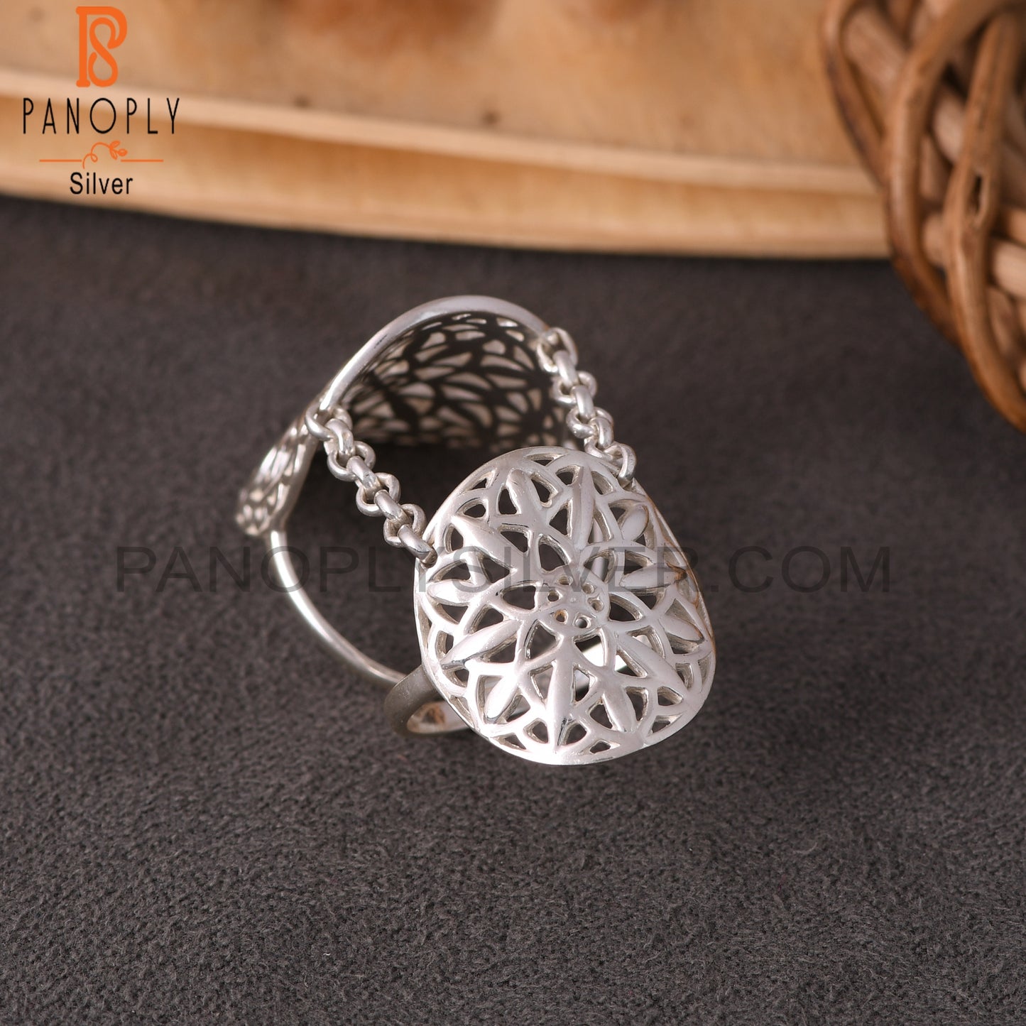 Unique 925 Sterling Silver Filigree Mandala Knuckle Ring