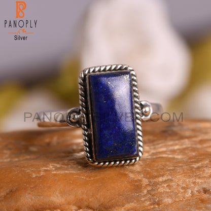 Lapis Lazuli Beguette 925 Sterling Silver Ring For Men