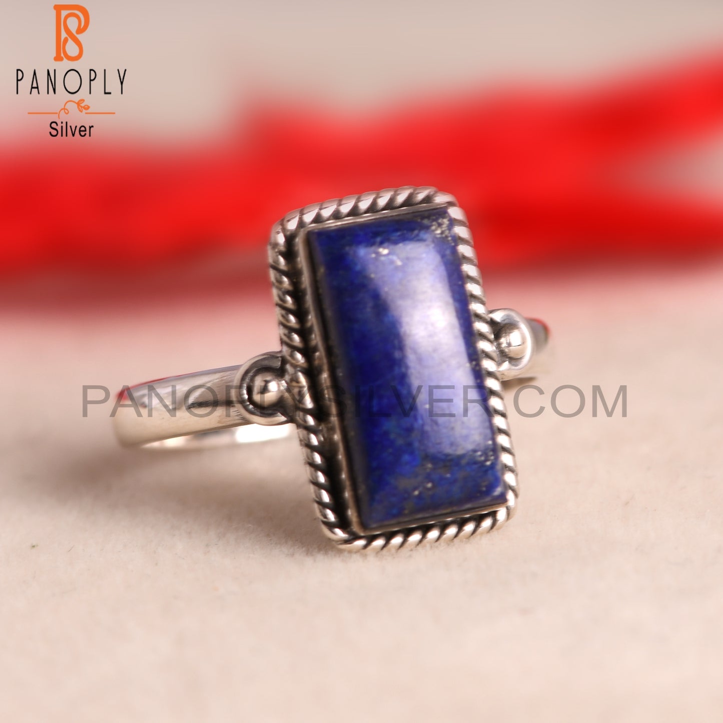 Lapis Lazuli Beguette 925 Sterling Silver Ring For Men