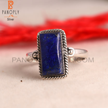 Lapis Lazuli Beguette 925 Sterling Silver Ring For Men