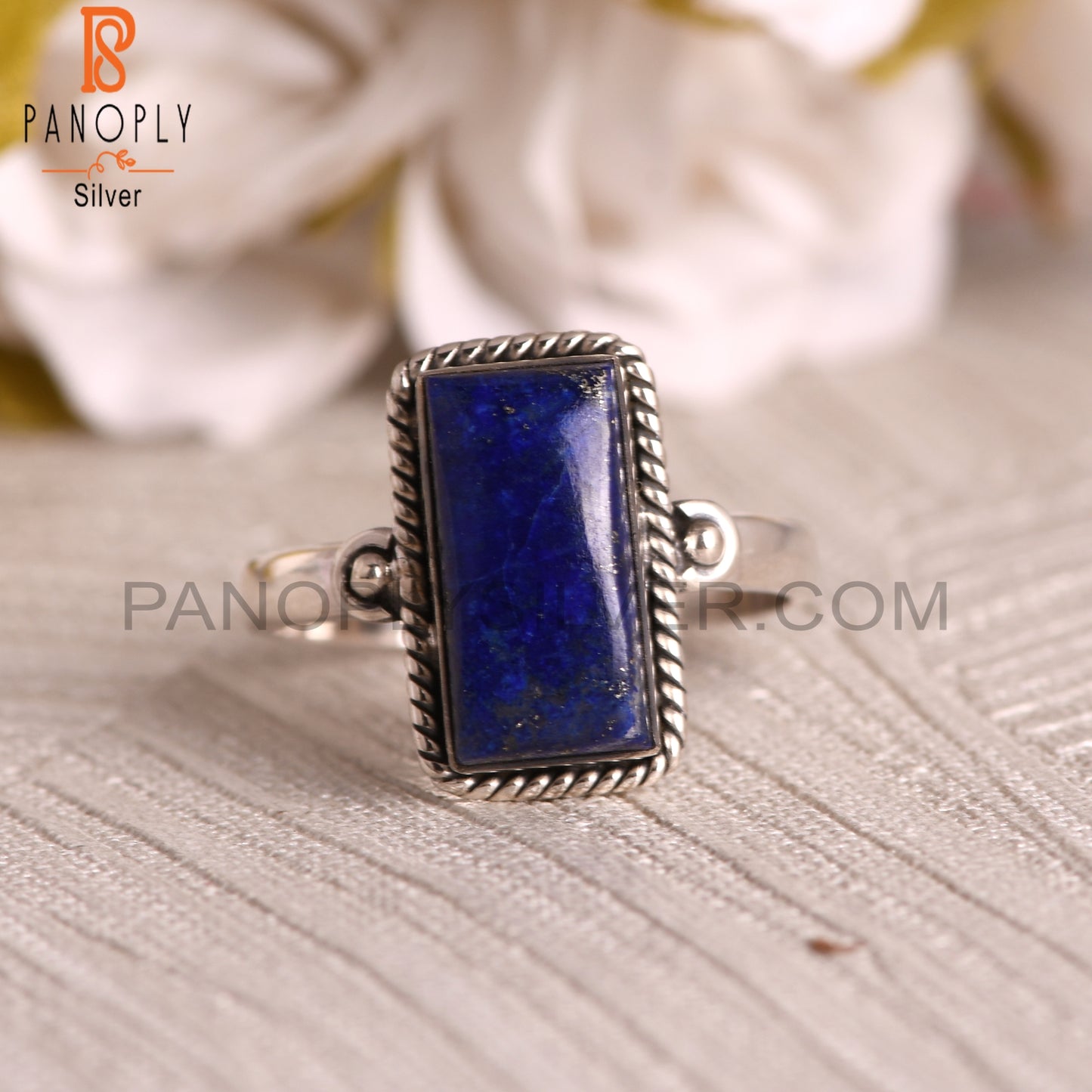 Lapis Lazuli Beguette 925 Sterling Silver Ring For Men