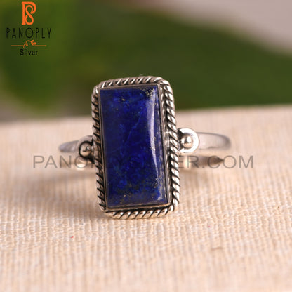 Lapis Lazuli Beguette 925 Sterling Silver Ring For Men