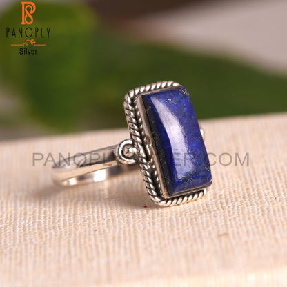 Lapis Lazuli Beguette 925 Sterling Silver Ring For Men