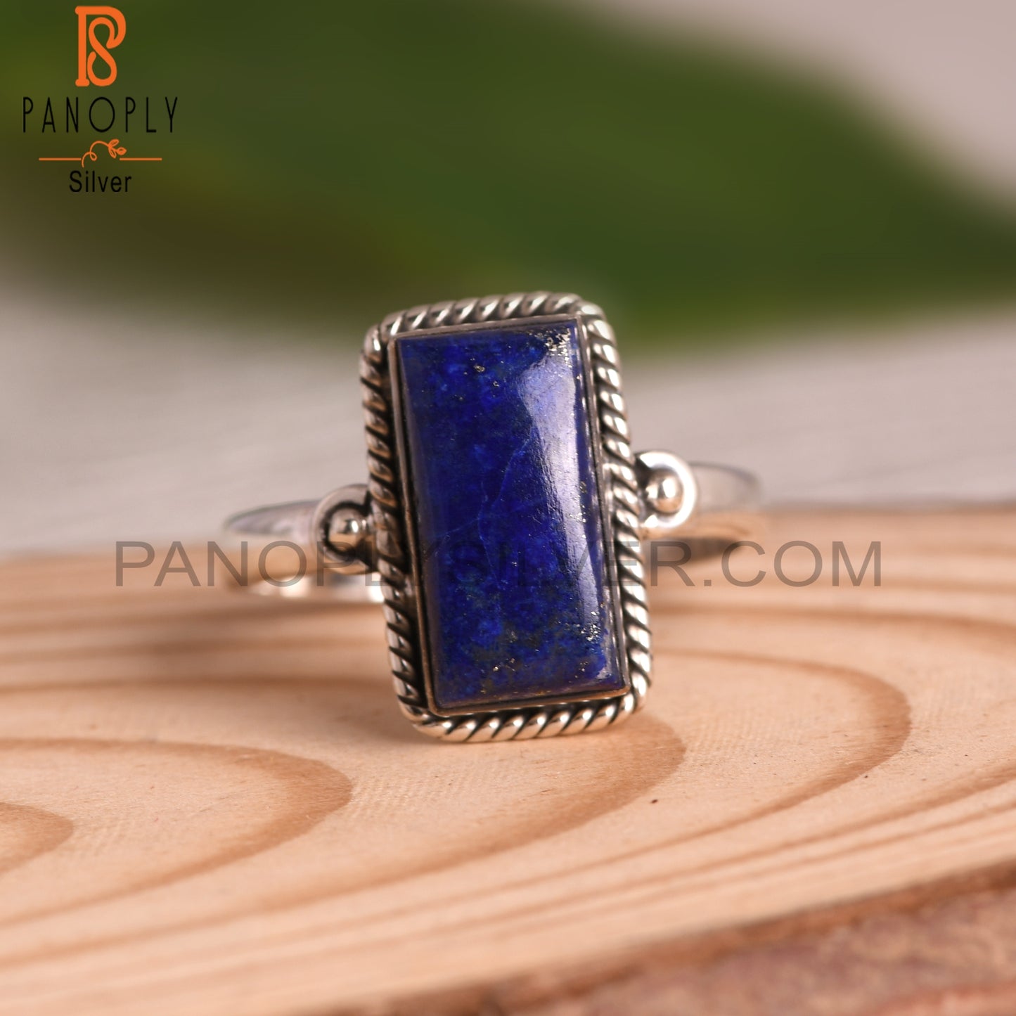 Lapis Lazuli Beguette 925 Sterling Silver Ring For Men