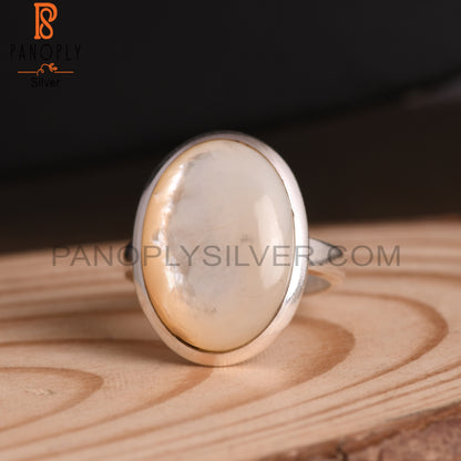 Mother Of Pearl Oval 925 Sterling Silver Ring For Men