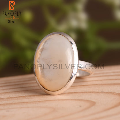 Mother Of Pearl Oval 925 Sterling Silver Ring For Men