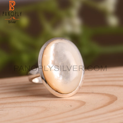 Mother Of Pearl Oval 925 Sterling Silver Ring For Men