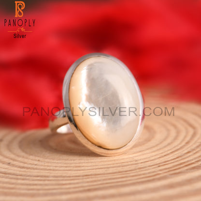 Mother Of Pearl Oval 925 Sterling Silver Ring For Men