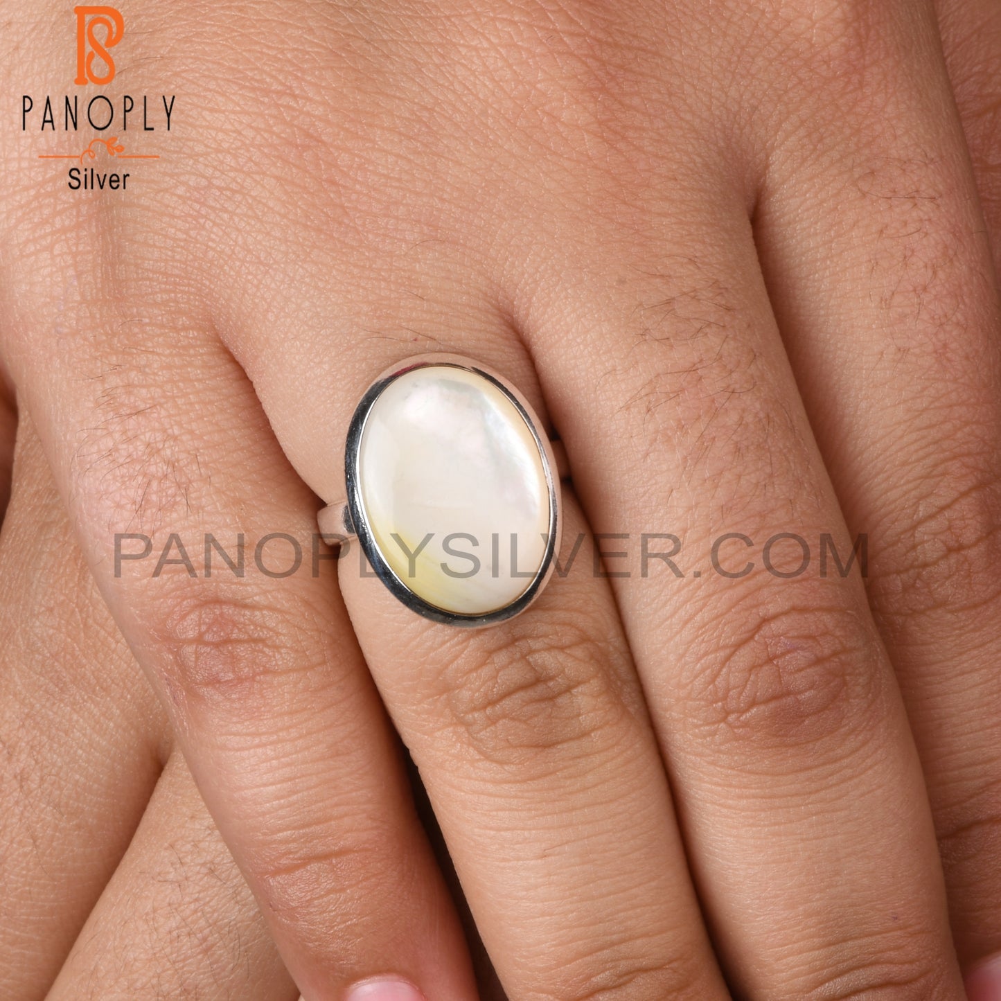 Mother Of Pearl Oval 925 Sterling Silver Ring For Men