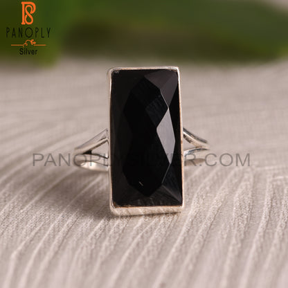 Beguette 925 Sterling Silver Black Onyx Ring