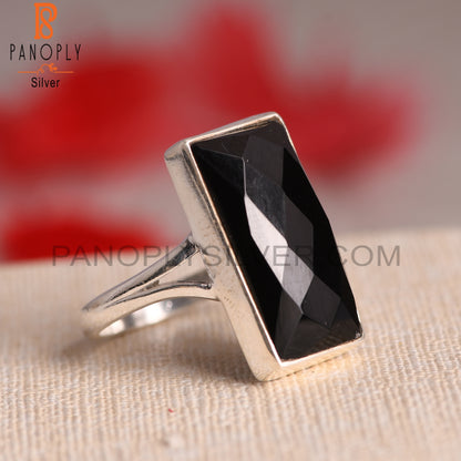 Beguette 925 Sterling Silver Black Onyx Ring