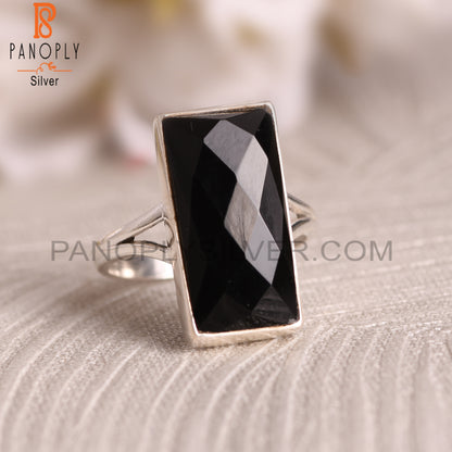 Beguette 925 Sterling Silver Black Onyx Ring