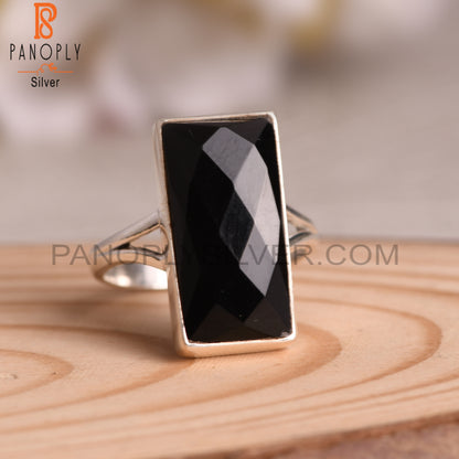 Beguette 925 Sterling Silver Black Onyx Ring