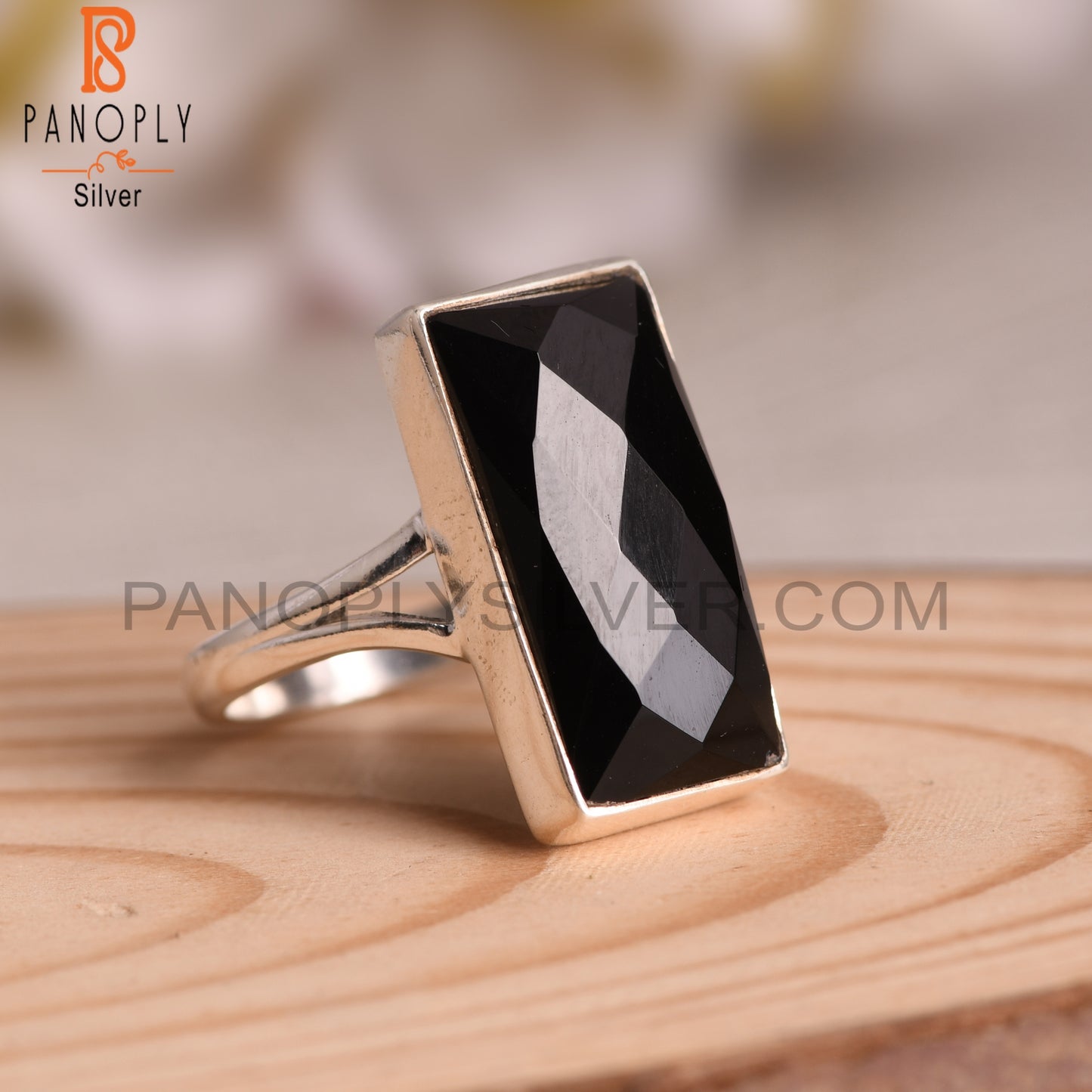 Beguette 925 Sterling Silver Black Onyx Ring