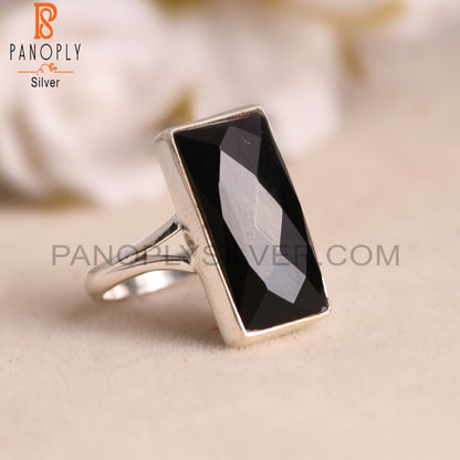 Beguette 925 Sterling Silver Black Onyx Ring