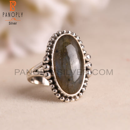 Labradorite Oval 925 Sterling Silver Unique Ring