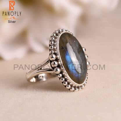 Labradorite Oval 925 Sterling Silver Unique Ring