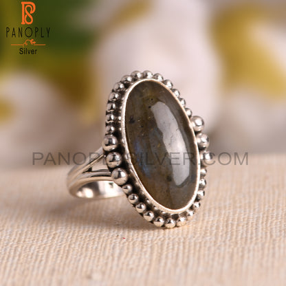 Labradorite Oval 925 Sterling Silver Unique Ring