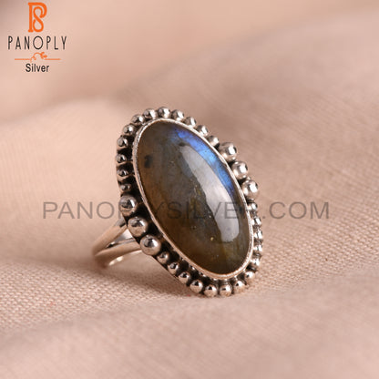 Labradorite Oval 925 Sterling Silver Unique Ring