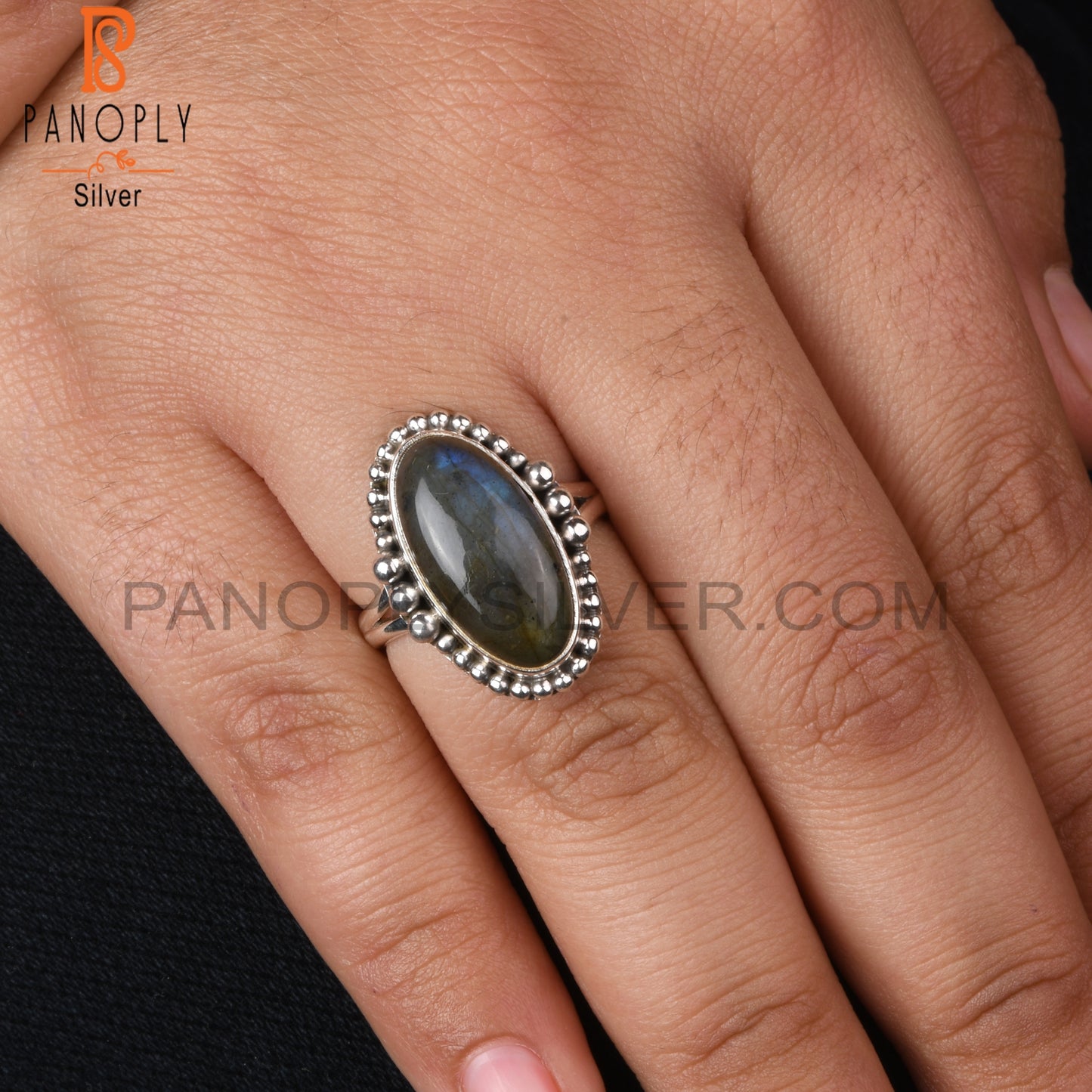 Labradorite Oval 925 Sterling Silver Unique Ring