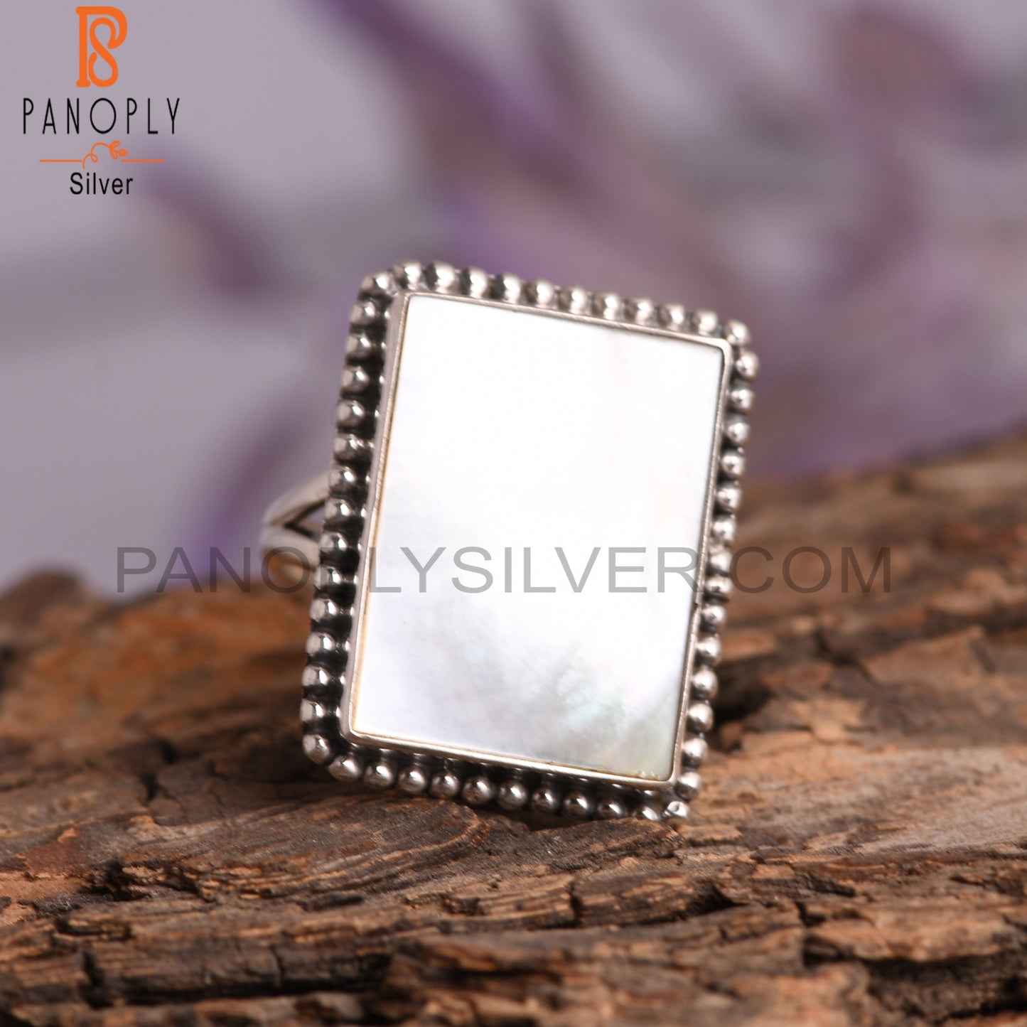 Beguette 925 Sterling Silver Mother Of Pearl Ring