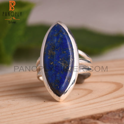 Natural Lapis Lazuli 925 Stamp Silver Ring